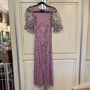 French Connection Pink Floral Midi Dress size 2